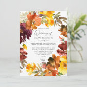 Einladung von Orange & Yellow Fall Floral Wedding (Stehend Vorderseite)