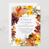 Einladung von Orange & Yellow Fall Floral Wedding (Vorne/Hinten)