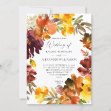 Einladung von Orange & Yellow Fall Floral Wedding
