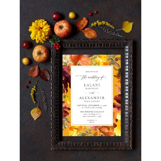 Einladung von Orange & Yellow Fall Floral Wedding