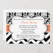 Einladung von Orangen und Schwarzen Zickzack Damas (Vorne/Hinten)