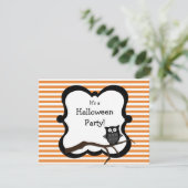 Einladung von Orangenstreifen-Halloween-Party - Sc (Stehend Vorderseite)