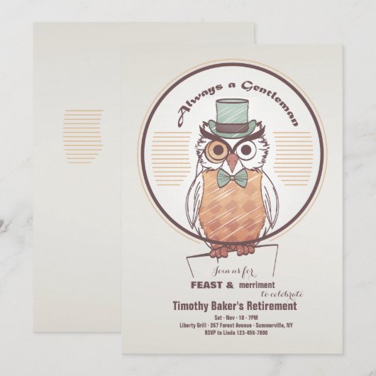 Einladung von Owl Gentleman (Vorne/Hinten)