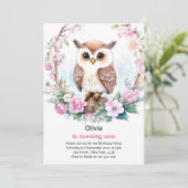 Einladung von Owl Girl zum ersten Geburtstag (Stehend Vorderseite)