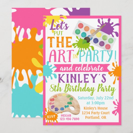 Einladung von Paint BIrthday (Vorne/Hinten)