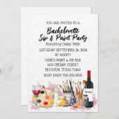 Einladung von Paint & Sip Junggeselinnen-Abschied (Vorne/Hinten)