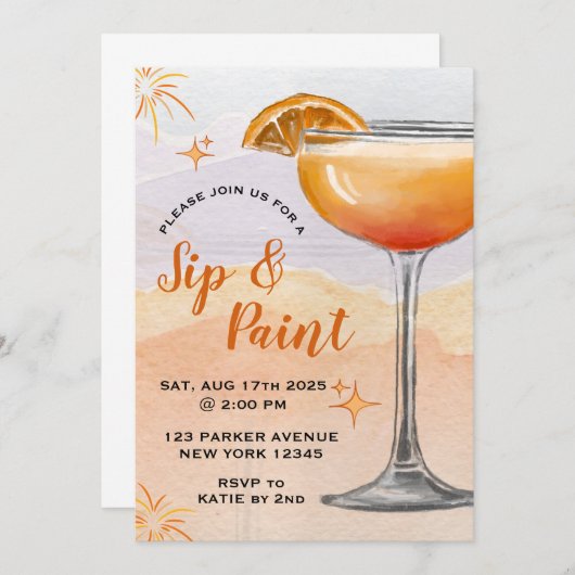 Einladung von Paint und Sip (Vorne/Hinten)