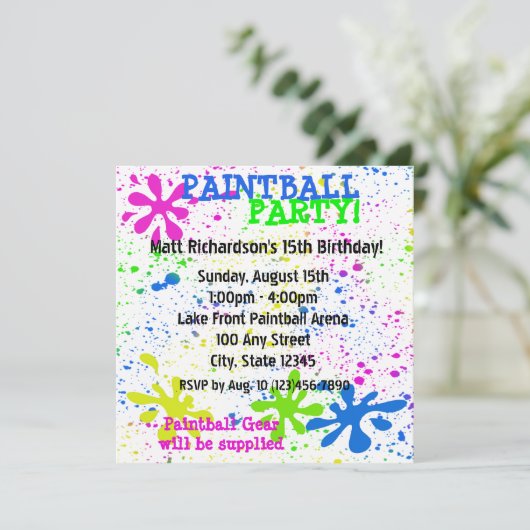 Einladung von Paintball (Stehend Vorderseite)
