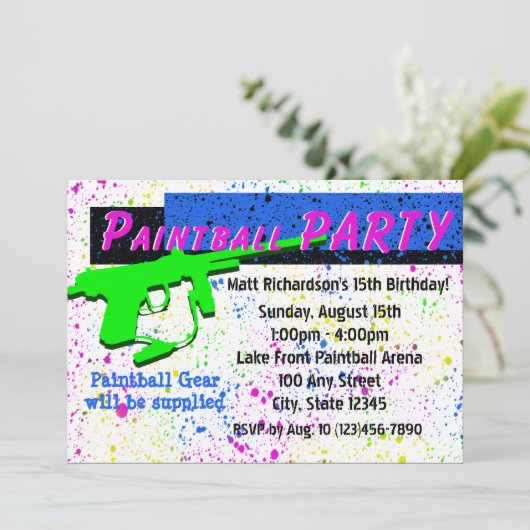 Einladung von Paintball (Stehend Vorderseite)