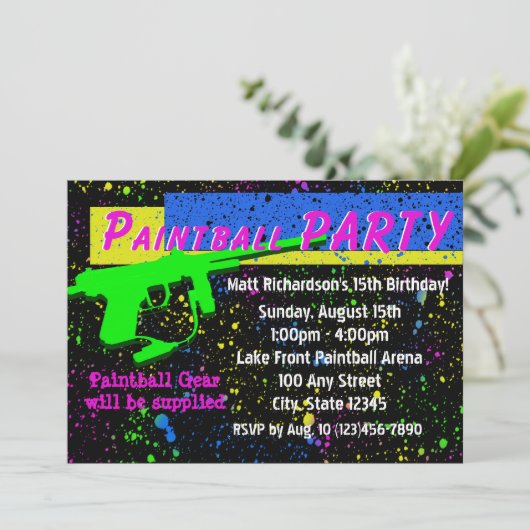 Einladung von Paintball (Stehend Vorderseite)