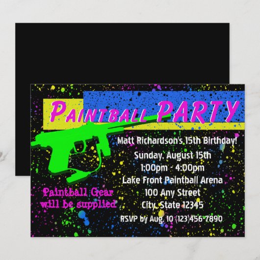 Einladung von Paintball (Vorne/Hinten)