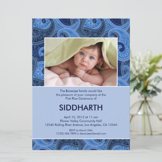 Einladung von Paisley Annaprashan (First Rice) (Stehend Vorderseite)