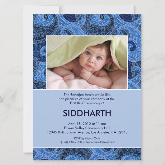 Einladung von Paisley Annaprashan (First Rice) (Vorderseite)