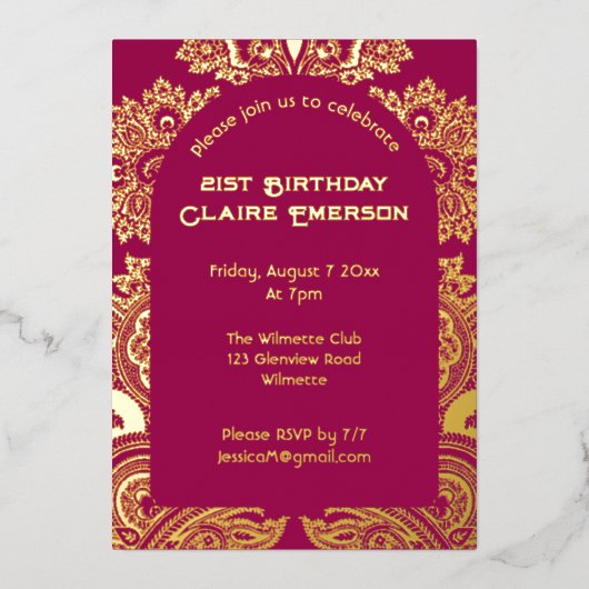 Einladung von Paisley-Bogenfolie (Vorderseite)