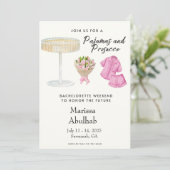 Einladung von Pajamas und Prosecco Junggeselinnen- (Stehend Vorderseite)