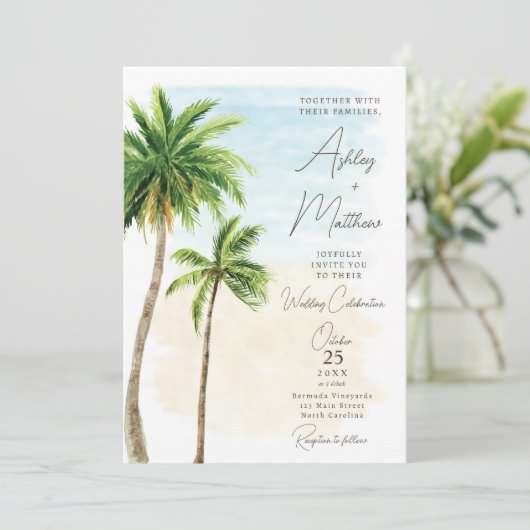 Einladung von Palm Tree Beach (Stehend Vorderseite)