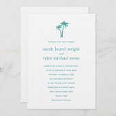 Einladung von Palmen Hochzeit - Weiß/Aqua (Vorne/Hinten)