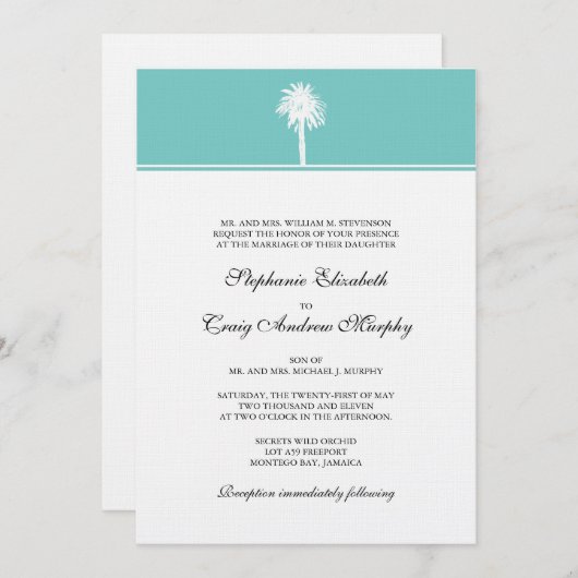 Einladung von Palmenbaum (Vorne/Hinten)