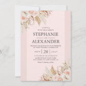 Einladung von Pampas Grass Pink Blues Hochzeitsfei (Vorderseite)
