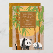Einladung von Panda Bears & Bamboo Hochzeit (Vorne/Hinten)