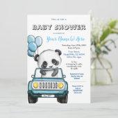Einladung von Panda Boy Baby Shower Car (Stehend Vorderseite)