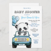 Einladung von Panda Boy Baby Shower Car (Vorne/Hinten)
