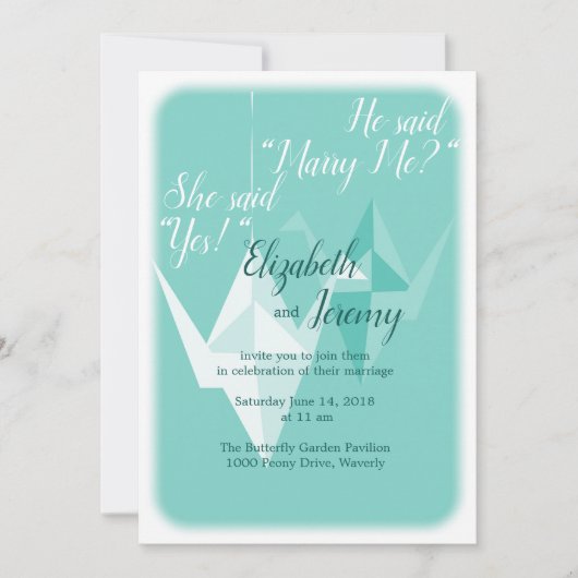 Einladung von Papierkran (Vorderseite)