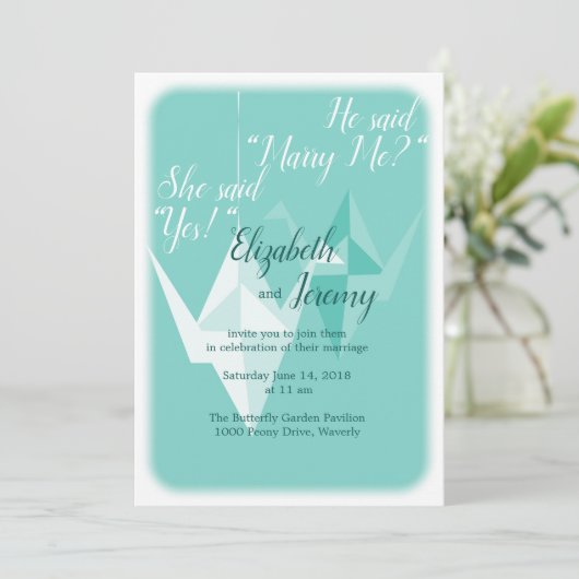 Einladung von Papierkran (Stehend Vorderseite)