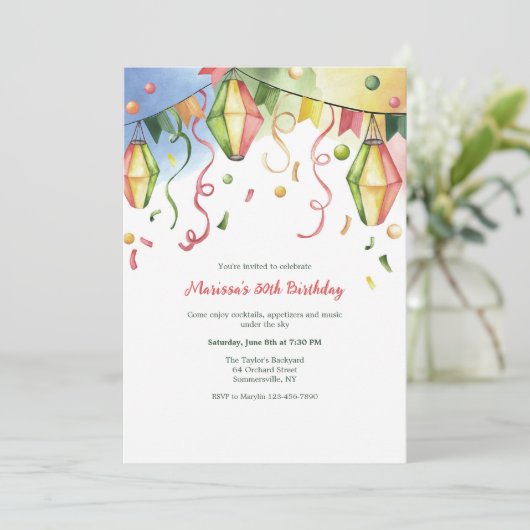 Einladung von Papierlaternen (Stehend Vorderseite)