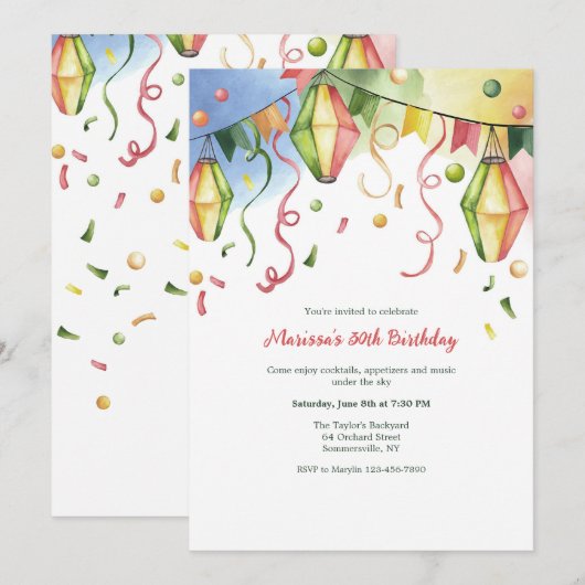 Einladung von Papierlaternen (Vorne/Hinten)