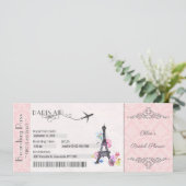 Einladung von Paris, Boarding Pass Einladung, Brid (Stehend Vorderseite)