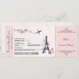 Einladung von Paris, Boarding Pass Einladung, Brid
