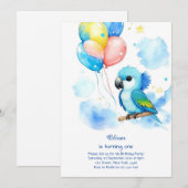 Einladung von Parrot zum ersten Geburtstag (Vorne/Hinten)