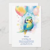 Einladung von Parrot zum ersten Geburtstag (Vorne/Hinten)