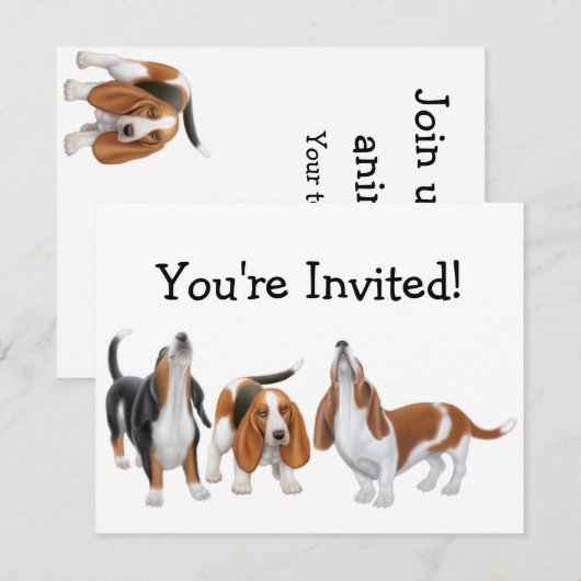 Einladung von Party Bassets (Vorne/Hinten)