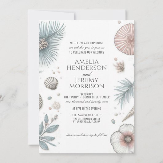 Einladung von Pastel Beach mit QR-Code (Vorderseite)