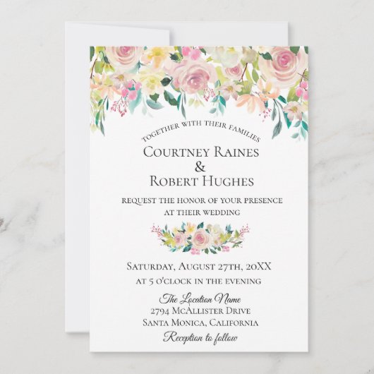 Einladung von Pastel Blush (Vorderseite)