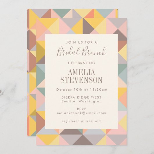 Einladung von Pastel Geometric Bridal Brunch (Vorne/Hinten)
