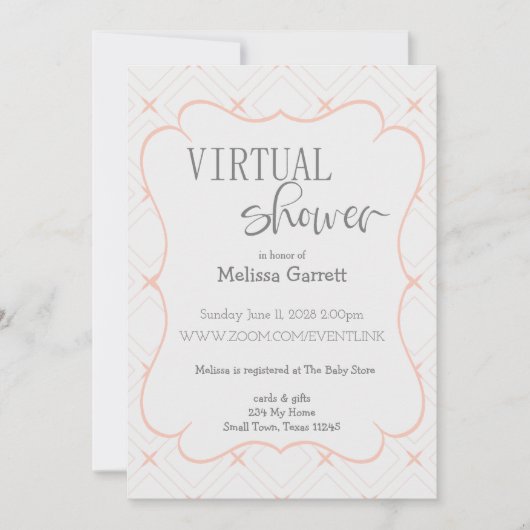 Einladung von Pastel Peach and Cream Virtual Duwer (Vorderseite)