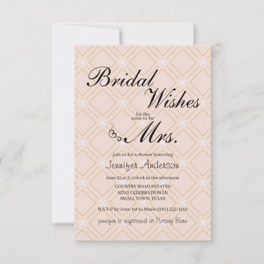 Einladung von Pastel Peach und Gold Bridal Brunch (Vorderseite)