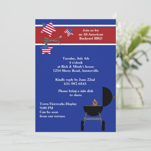 Einladung von Patriotic Party GRILLEN (Stehend Vorderseite)