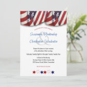 Einladung von Patriotic Red White Blue Bunting and (Stehend Vorderseite)