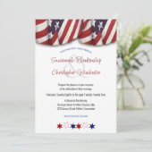 Einladung von Patriotic Red White Blue Bunting and (Stehend Vorderseite)