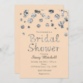 Einladung von Peach and Silver Glitzer Bridal Dusc (Vorne/Hinten)