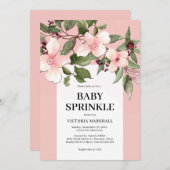 Einladung von Peach floral Baby Sprinkle (Vorne/Hinten)