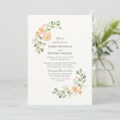 Einladung von Peach floral Wedding (Stehend Vorderseite)