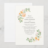 Einladung von Peach floral Wedding (Vorne/Hinten)