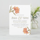 Einladung von Peach Peony Floral Wedding (Stehend Vorderseite)
