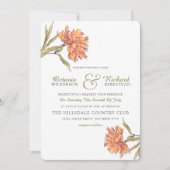 Einladung von Peach Peony Floral Wedding (Vorderseite)