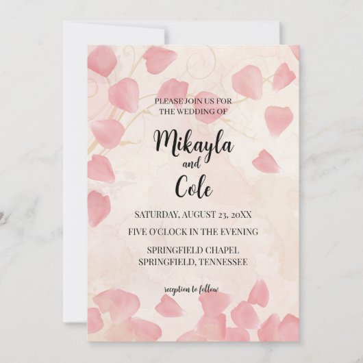 Einladung von Peach Petals & Cream Wedding (Vorderseite)